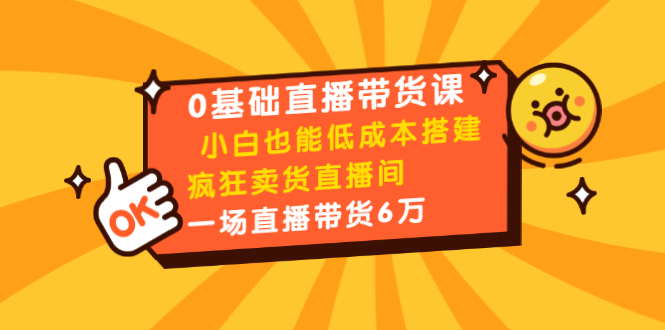 0基础直播带货课：小白也能低成本搭建疯狂卖货直播间：1场直播带货6万-灵动共创