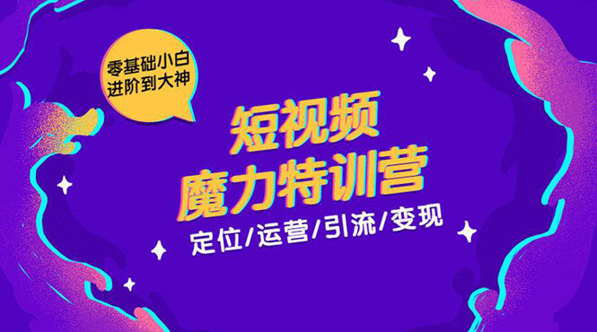 零基础小白进阶到大神《短视频魔力特训营》定位-运营-引流-变现-灵动共创