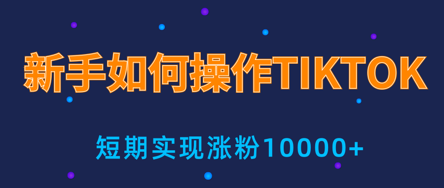 新手小白操作TIKTOK，3天从0到10000粉丝撸美金实战分享-灵动共创