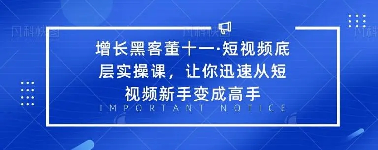 增长黑客董十一·短视频底层实操课，从短视频新手变成高手-灵动共创