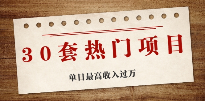 30套热门项目：单日最高收入过万 (网赚项目、朋友圈、涨粉套路、抖音、快手)等-灵动共创