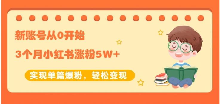 生财小红书涨粉变现：新账号从0开始3个月小红书涨粉5W+实现单篇爆粉-灵动共创