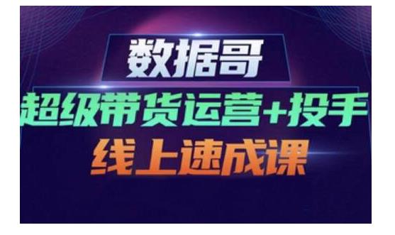 数据哥·超级带货运营+投手线上速成课，快速提升运营和熟悉学会投手技巧-灵动共创