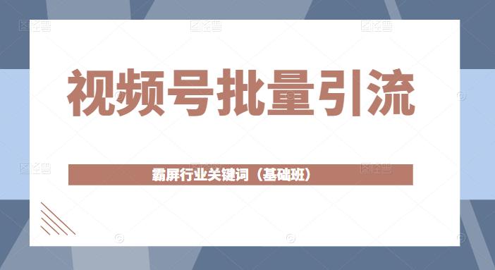 视频号批量引流，霸屏行业关键词（基础班）全面系统讲解视频号玩法-灵动共创