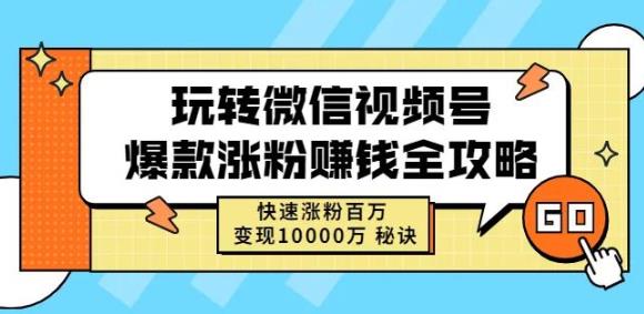 玩转微信视频号爆款涨粉赚钱全攻略，快速涨粉百万变现万元秘诀-灵动共创