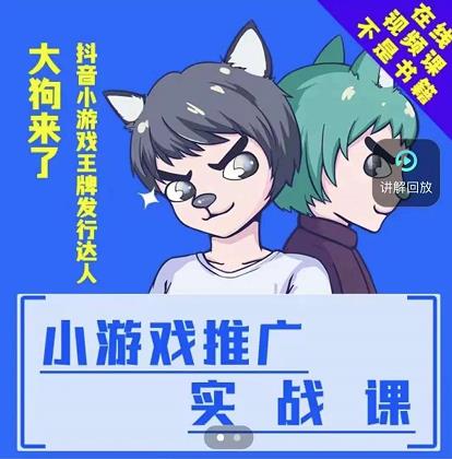 大狗来了：小游戏推广实战课，带你搭建一个游戏推广变现账号-灵动共创