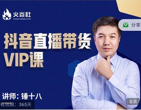 锤十八-抖音直播带货VIP课，专注直播带货有效盈利模式-灵动共创