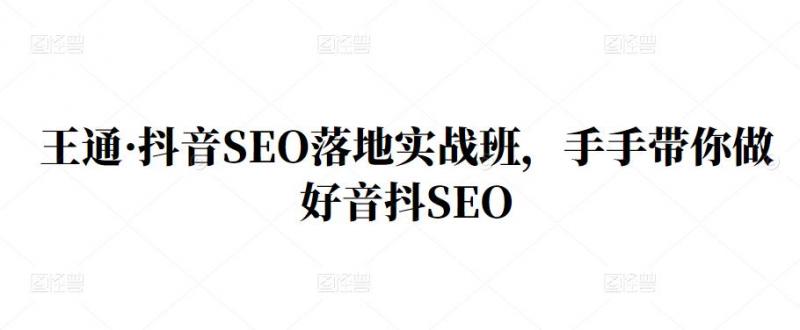 王通·抖音SEO落地实战班，手‬手带你做好音抖‬‬SEO-灵动共创