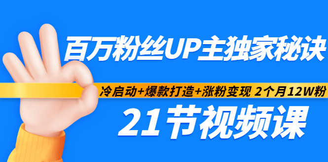 百万粉丝UP主独家秘诀：冷启动+爆款打造+涨粉变现2个月12W粉（21节视频课)-灵动共创