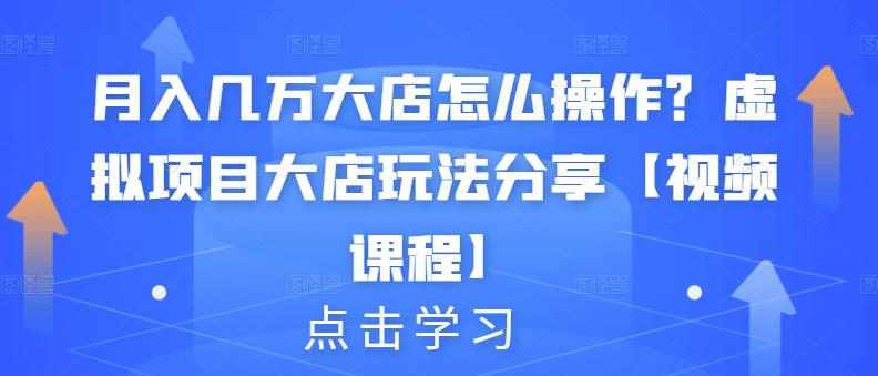 月入几万大店怎么操作？虚拟项目大店玩法分享【视频课程】-灵动共创