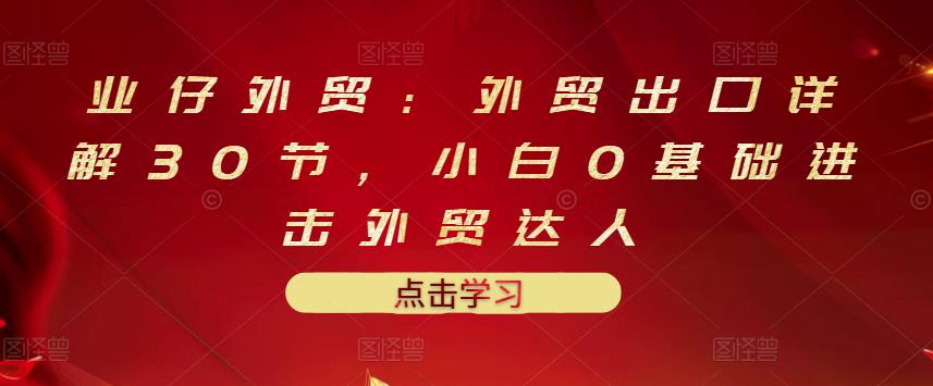 业仔外贸：外贸出口详解30节，小白0基础进击外贸达人 价值666元-灵动共创