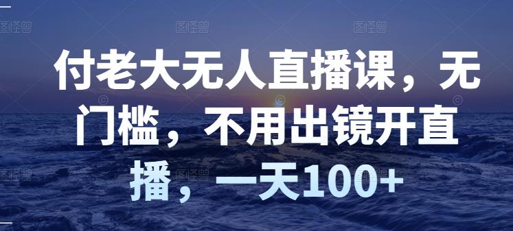 付老大无人直播课，无门槛，不用出镜开直播，一天100+-灵动共创