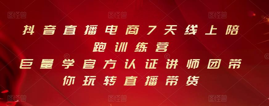 抖音直播电商7天线上陪跑训练营，巨量学官方认证讲师团带你玩转直播带货-灵动共创