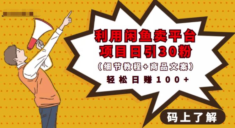 利用闲鱼卖平台项目课程资源日引流30+精准粉丝，轻松日赚100+，积累人脉可实现二次变-灵动共创