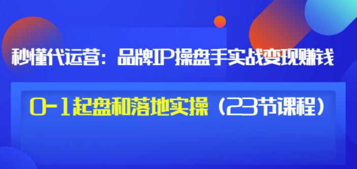 秒懂代运营：品牌IP操盘手实战赚钱，0-1起盘和落地实操（23节课程）价值199-灵动共创