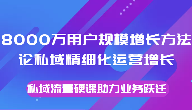 8000万用户规模增长方法论私域精细化运营增长，私域流量硬课助力业务跃迁-灵动共创