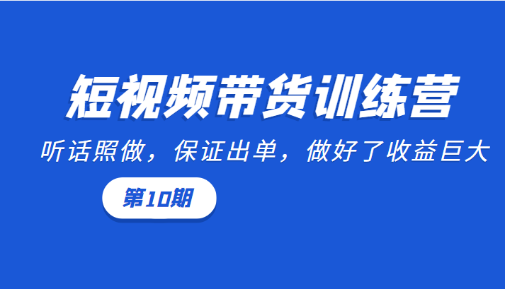 短视频带货训练营：听话照做，保证出单，做好了收益巨大（第10期）-灵动共创