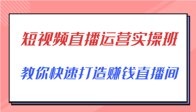 短视频直播运营实操班，直播带货精细化运营实操，教你快速打造赚钱直播间-灵动共创