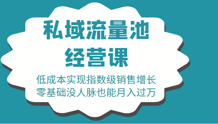 16堂私域流量池经营课：低成本实现指数级销售增长，零基础没人脉也能月入过万-灵动共创