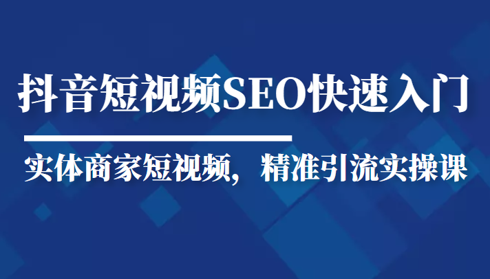 抖音短视频Seo搜索排名优化新手快速入门教程，实体商家短视频，精准引流实操课-灵动共创