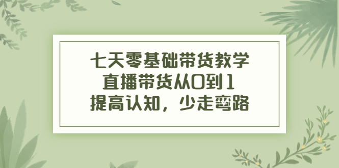七天零基础带货教学，直播带货从0到1，提高认知，少走弯路-灵动共创