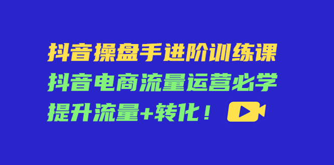 抖音操盘手进阶训练课：抖音电商流量运营必学，提升流量+转化-灵动共创