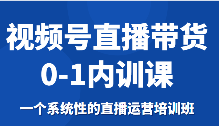 视频号直播带货0-1内训课，一个系统性的直播运营培训班-灵动共创