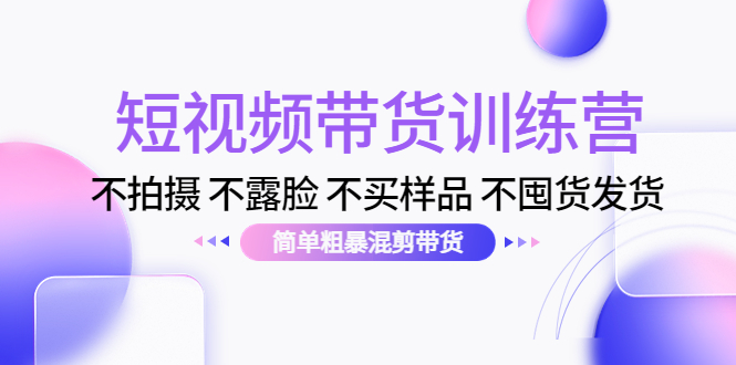 短视频带货训练营：不拍摄 不露脸 不买样品 不囤货发货 简单粗暴混剪带货（第三期）-灵动共创