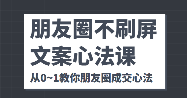 朋友圈不刷屏文案心法课 人人都要懂的商业逻辑 从0~1教你朋友圈成交心法-灵动共创