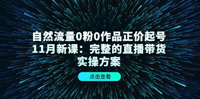 自然流量0粉0作品正价起号11月新课：完整的直播带货实操方案-灵动共创