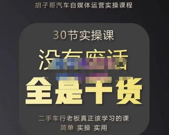 胡子哥·汽车自媒体运营实操课，汽车新媒体二手车短视频运营教程-价值8888元-灵动共创