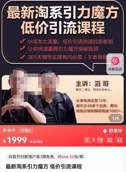 最新淘系引力魔方低价引流课程，小成本大流量，低价引流快速拉新收割-灵动共创