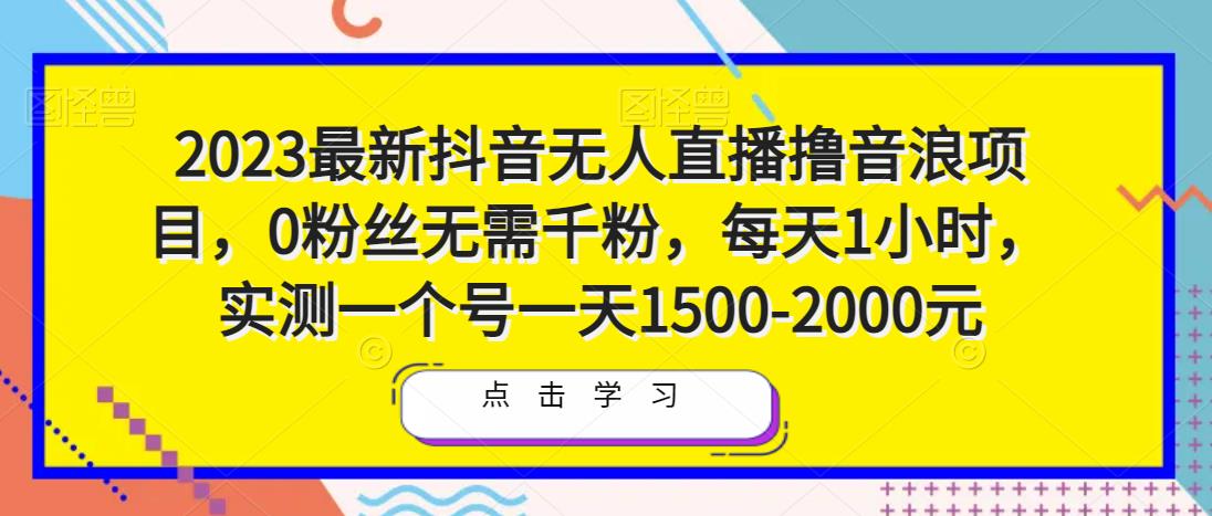 2023最新抖音无人直播撸音浪项目，0粉丝无需千粉，每天1小时，实测一个号一天1500-2000元-灵动共创