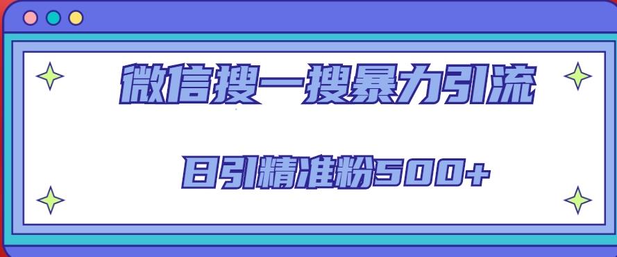 微信搜一搜引流全系列课程，日引精准粉500+（8节课）-灵动共创
