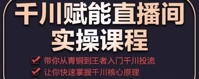 千川赋能直播间实操课程，带你从青铜到王者的入门千川投流，让你快速掌握千川核心原理-灵动共创