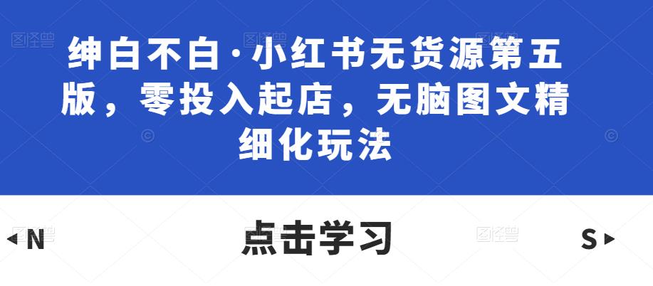 绅白不白·小红书无货源第五版，零投入起店，无脑图文精细化玩法-灵动共创