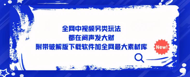 全网中视频另类玩法，都在闷声发大财，附带破解版下载软件加全网最大素材库-灵动共创