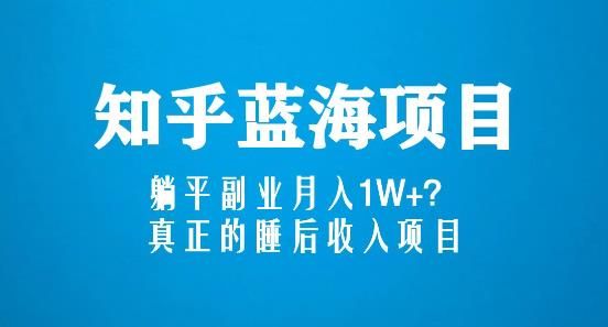 知乎蓝海玩法，躺平副业月入1W+，真正的睡后收入项目（6节视频课）-灵动共创