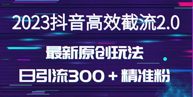 日引300＋创业粉，独家抖音高效截流2.0玩法（价值1280）-灵动共创