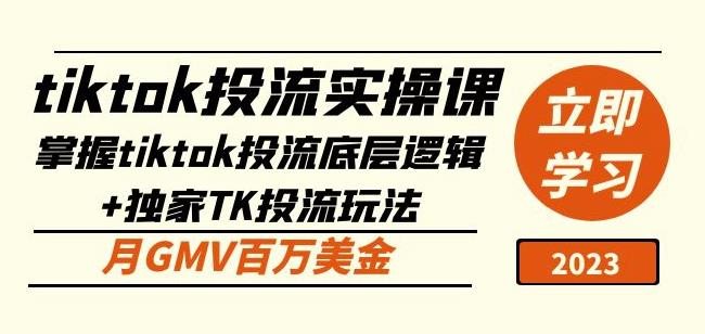 tiktok投流实操课：掌握tiktok投流底层逻辑+独家TK投流玩法月GMV百万美金-灵动共创