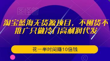 淘宝蓝海无货源项目，不囤货不推广只做冷门高利润代发，花一半时间赚10倍钱-灵动共创