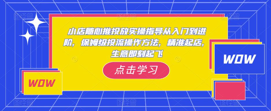 小店随心推投放实操指导从入门到进阶，保姆级投流操作方法，精准起店，生意即刻起飞-灵动共创