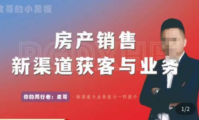 皮哥·房产销售新渠道获客与业务，​打造新时代房产经纪达人，助力行业新人成长为业内精英-灵动共创