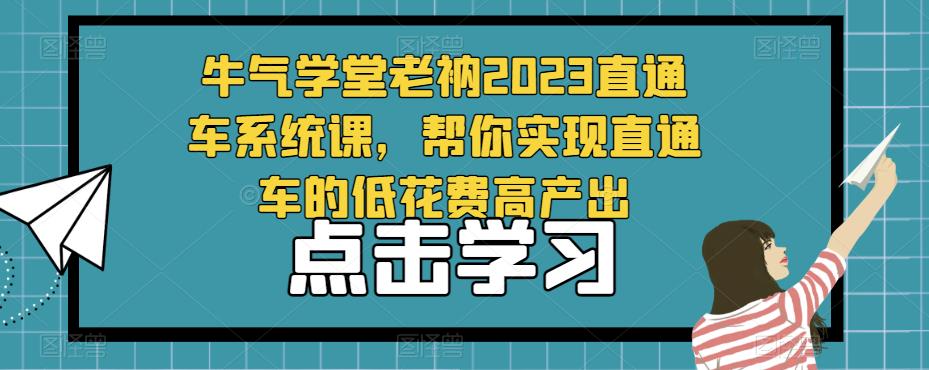 牛气学堂老衲2023直通车系统课，帮你实现直通车的低花费高产出-灵动共创