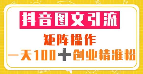 抖音图文引流矩阵操作一天100+创业精准粉（5节视频课+素材模板）-灵动共创