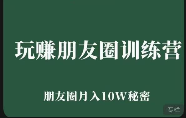 玩赚朋友圈系统课，朋友圈月入10W的秘密，​7天系统图文课程-灵动共创