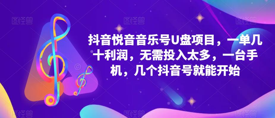 抖音音乐号U盘项目，一单几十利润，无需投入太多，一台手机，几个抖音号就能开始-灵动共创