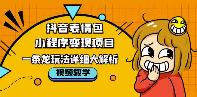 抖音表情包小程序变现项目，一条龙玩法详细大解析，视频版学习！-灵动共创