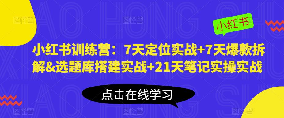 小红书训练营：7天定位实战+7天爆款拆解&选题库搭建实战+21天笔记实操实战-灵动共创