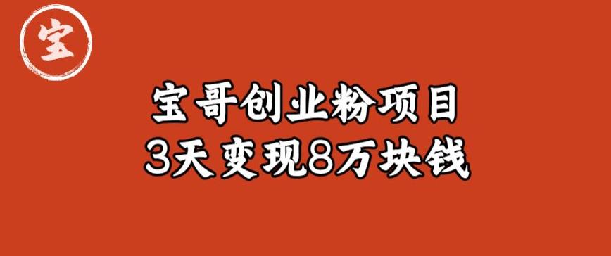 宝哥IP图文创业粉引流项目实战分享：单个账号3天涨粉1万，变现8万块钱（图文教程）【揭秘】-灵动共创